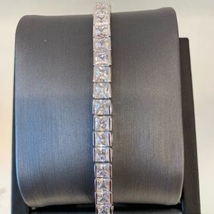 16.75CTW Princess Cut White CZ Bracelet in Silver